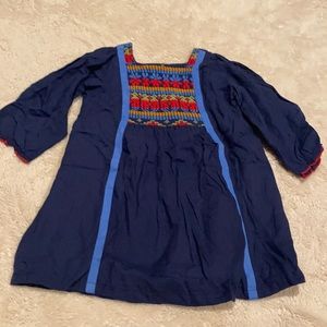 Pink chicken navy embroidered dress 18-24 months